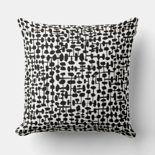 Abstract pattern 190621 Black on White Throw Pillow