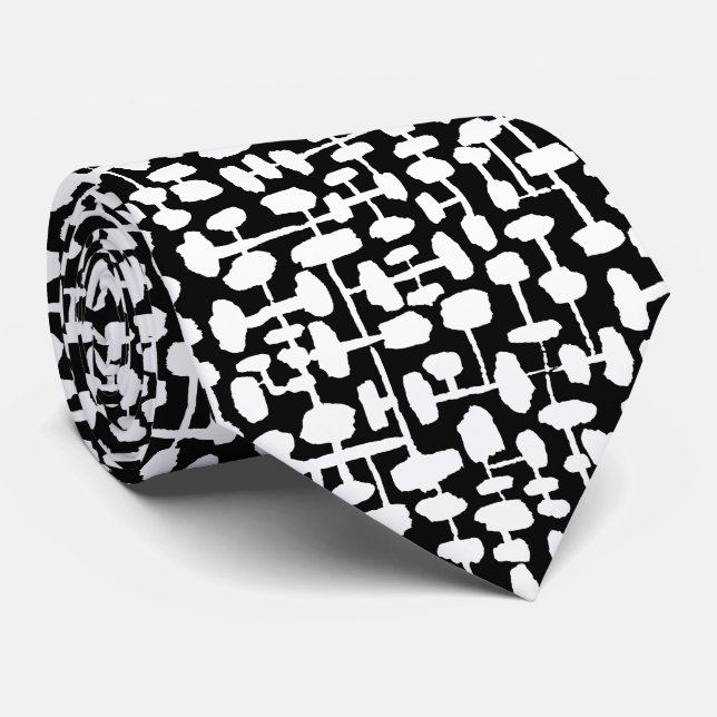 Abstract pattern 190621 White on Black Tie (Rolled)
