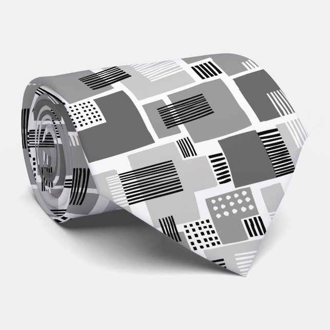 Abstract Pattern 280817 - Shades of Grey Tie (Rolled)