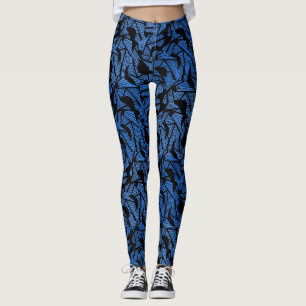 Abstract pattern 2 tones Blue.b Black BG Leggings