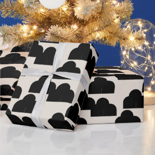 Abstract Pattern Black and Cream  Wrapping Paper