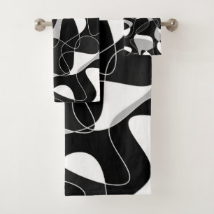 Abstract pattern - black and grey.  bath towel set