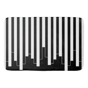 Abstract pattern - black and white bath mat