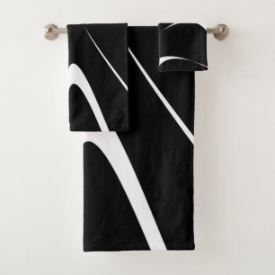 Abstract pattern - black and white. bath towel set
