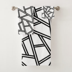 Abstract pattern -  black and white bath towel set