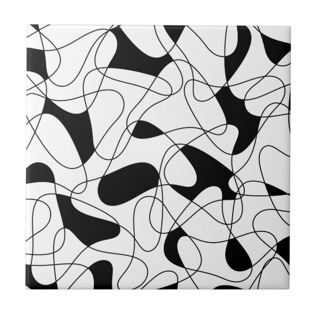 Abstract pattern - black and white. tile (Front)