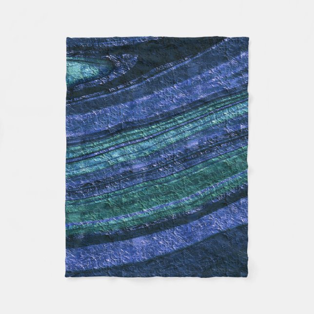 Abstract pattern ,blue and green , texture fleece blanket (Front)