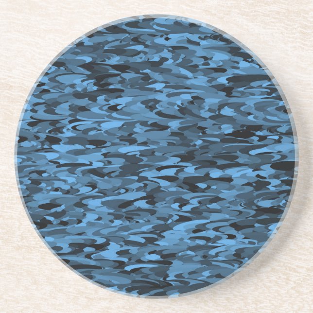 Abstract Pattern Blue Black Coaster (Front)