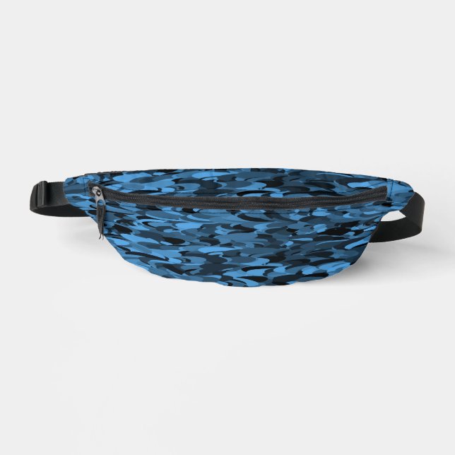Abstract Pattern Blue Black Fanny Pack (Front)