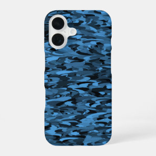 Abstract Pattern Blue Black iPhone 16 Case