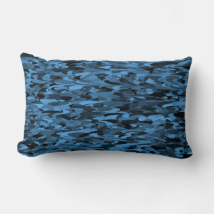 Abstract Pattern Blue Black Lumbar Pillow