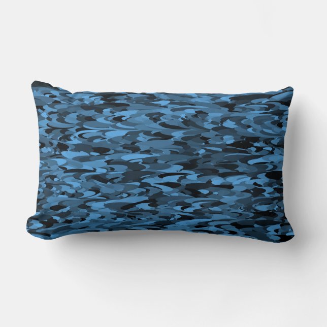 Abstract Pattern Blue Black Lumbar Pillow (Front)