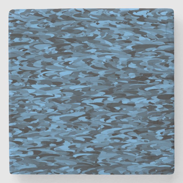 Abstract Pattern Blue Black Stone Coaster (Front)