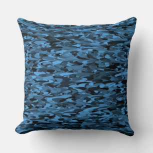 Abstract Pattern Blue Black Throw Pillow