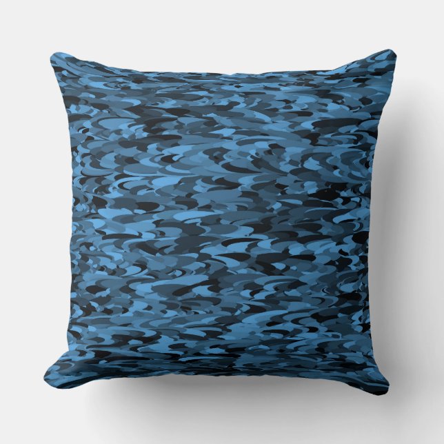 Abstract Pattern Blue Black Throw Pillow (Front)