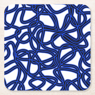 Abstract pattern - blue square paper coaster