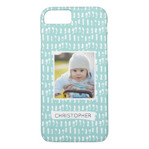Abstract Pattern Blue Upload Your Photo Name iPhone 8/7 Case