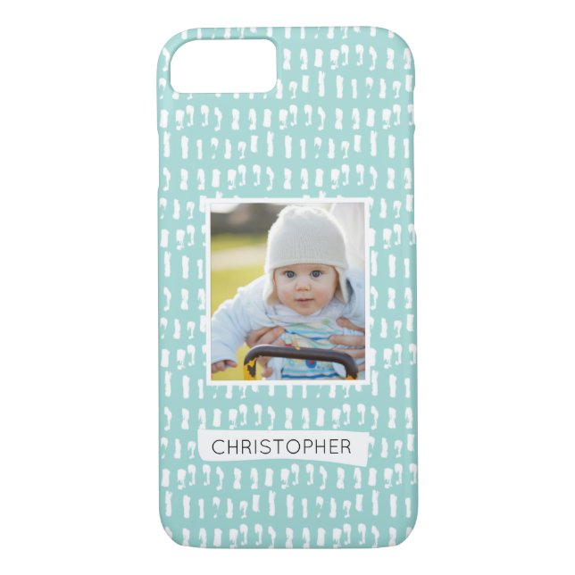 Abstract Pattern Blue Upload Your Photo Name Case-Mate iPhone Case (Back)