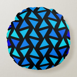 Abstract Pattern Blues Round Pillow