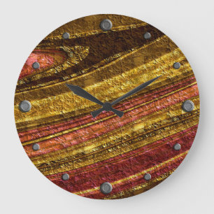 Abstract pattern ,brown and yellow , texture large clock