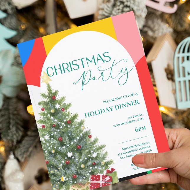 Abstract Pattern Christmas Party Invitation Postcard (Abstract Pattern Christmas Party Invitation Postcard)