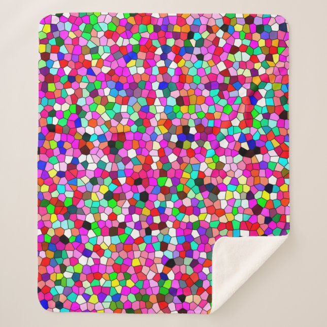 abstract pattern, coloured mosaic wallpaper, geome sherpa blanket (Front)