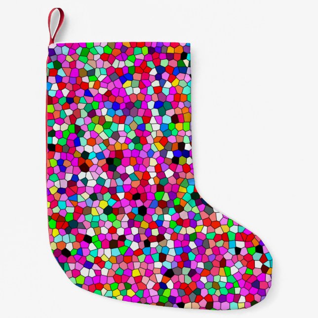 abstract pattern, coloured mosaic wallpaper, geome small christmas stocking (Front)