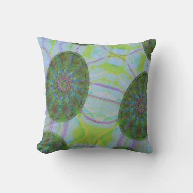 Abstract Pattern Colourful Egg Elegant Forest Gree Throw Pillow (Front)