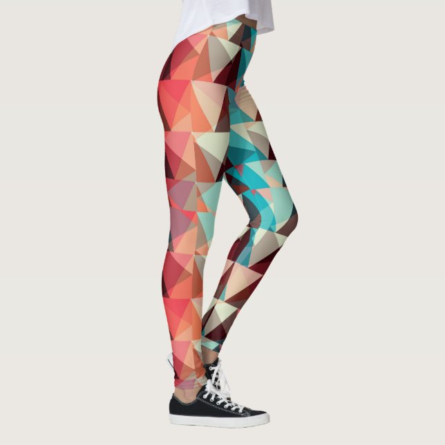 Abstract pattern | Colourful Triangle shapes Leggings (Right)