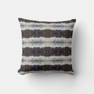 Abstract pattern cream off white black brown outdoor pillow