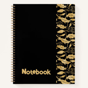 Abstract pattern feather on black Notebook