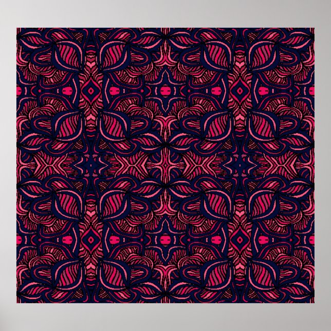 Abstract pattern, hand-drawn, seamless design. poster (Front)