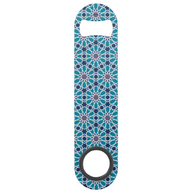 Abstract Pattern In Blue And Grey Bar Key (Front)