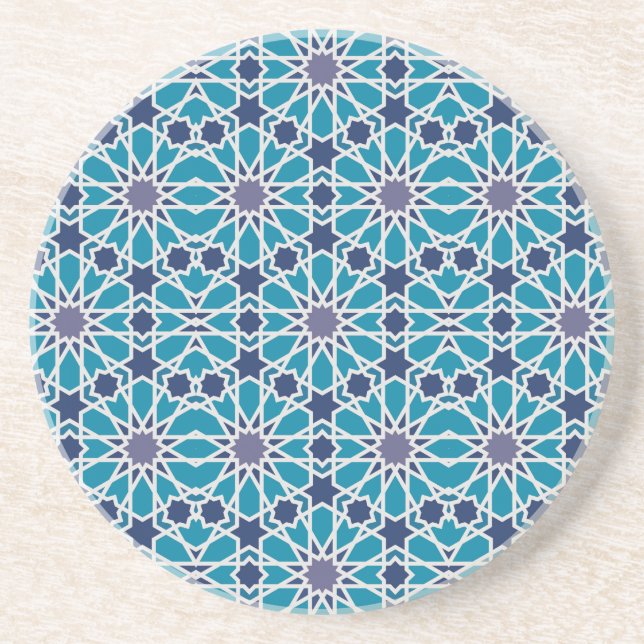 Abstract Pattern In Blue And Grey Coaster (Front)