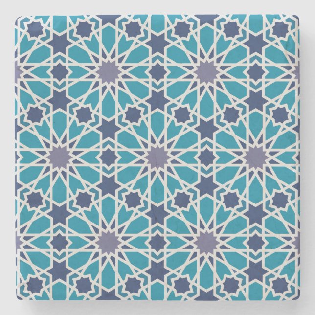 Abstract Pattern In Blue And Grey Stone Coaster (Front)
