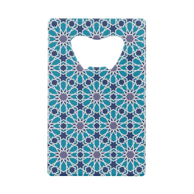 Abstract Pattern In Blue And Grey Wallet Bottle Opener (Front)