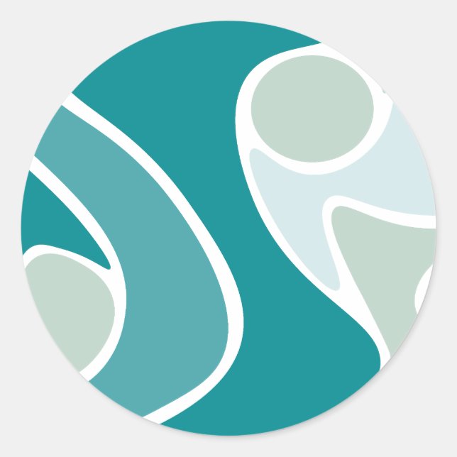 Abstract pattern in blue shades classic round sticker (Front)