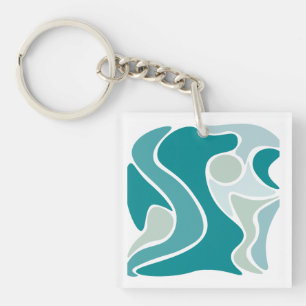 Abstract pattern in blue shades keychain