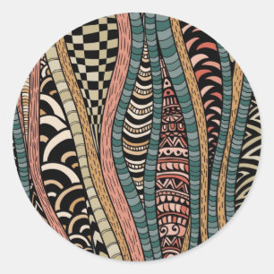 Abstract pattern in ethnic style classic round sticker