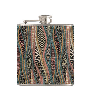 Abstract pattern in ethnic style hip flask