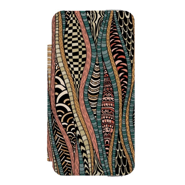 Abstract pattern in ethnic style incipio iPhone wallet case (Folio Front)
