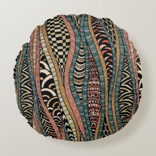 Abstract pattern in ethnic style round pillow