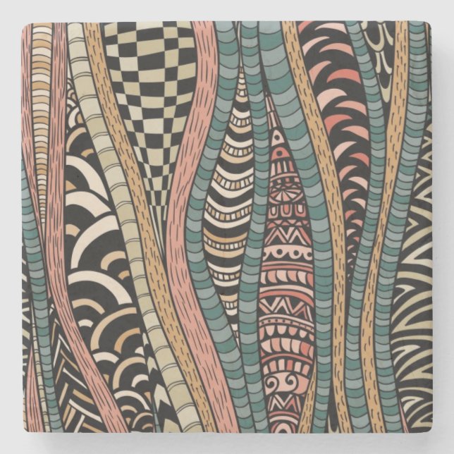 Abstract pattern in ethnic style stone coaster (Front)