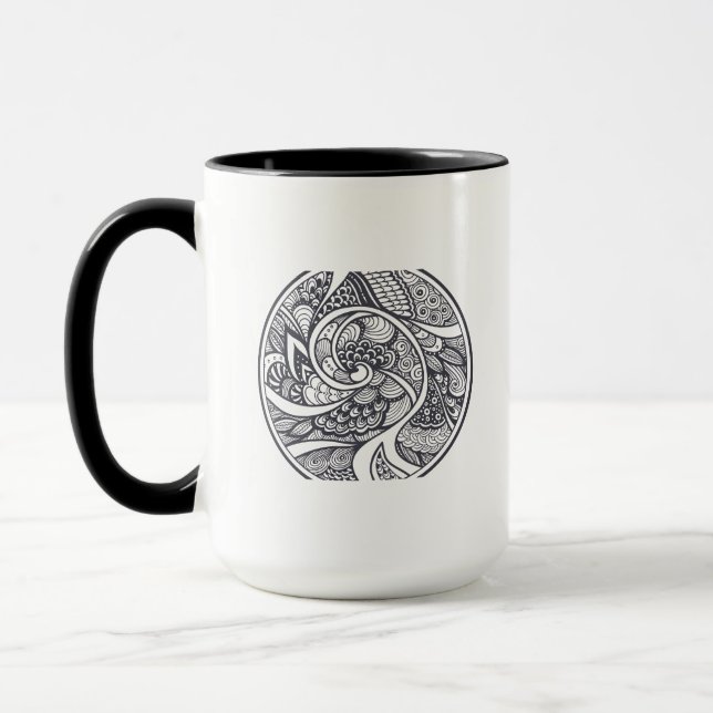 Abstract Pattern In Zen-Doodle Style Mug (Left)