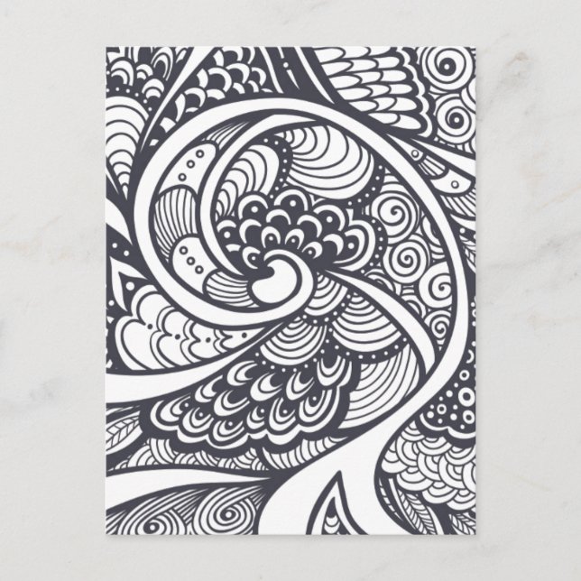 Abstract Pattern In Zen-Doodle Style Postcard (Front)
