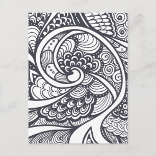 Abstract Pattern In Zen-Doodle Style Postcard