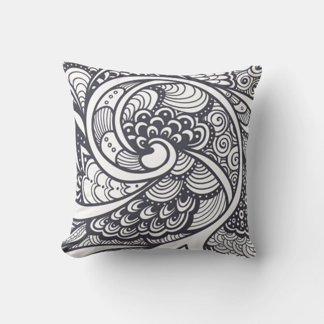 Abstract Pattern In Zen-Doodle Style Throw Pillow (Front)
