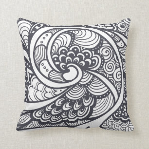 Abstract Pattern In Zen-Doodle Style Throw Pillow