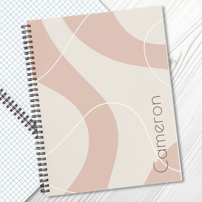 Abstract pattern light terracotta custom name notebook (Creator Uploaded)