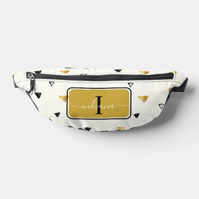 Abstract Pattern Monogram Script Modern Custom Fanny Pack (Lay Down)